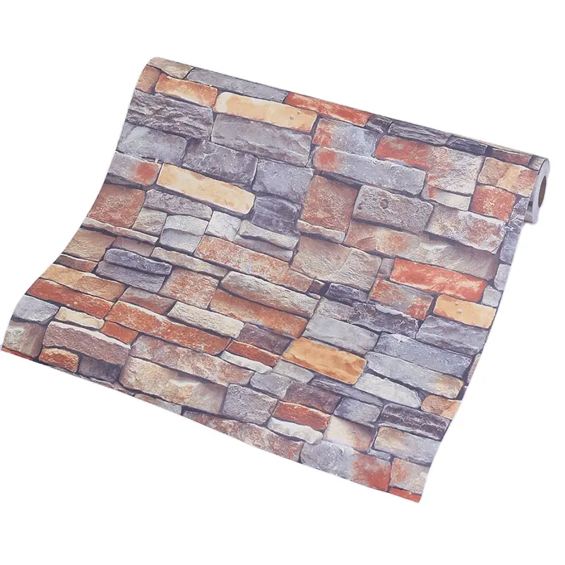 Factory best stone grain 3d brick pvc self adhesive wall paper