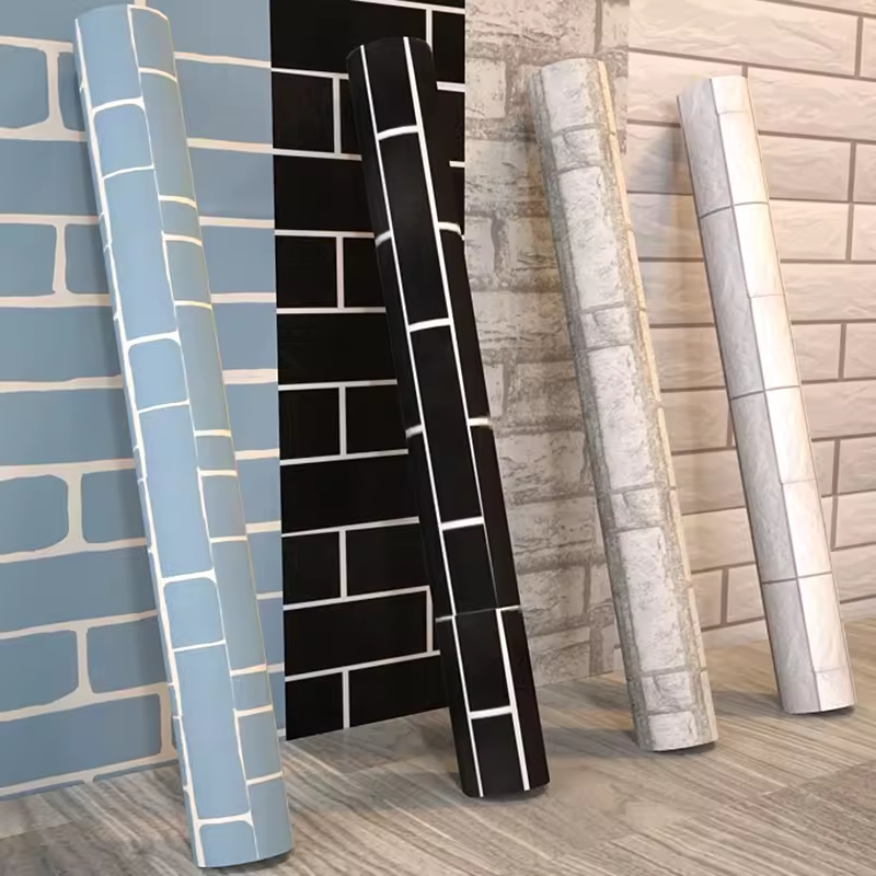 Factory Supply Cheap Stone Wall Paper Rolls 3d Brick Pvc Self Adhesive Wallpaper