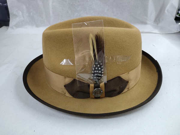 Ribbon splicing small top hat small brim felt hat