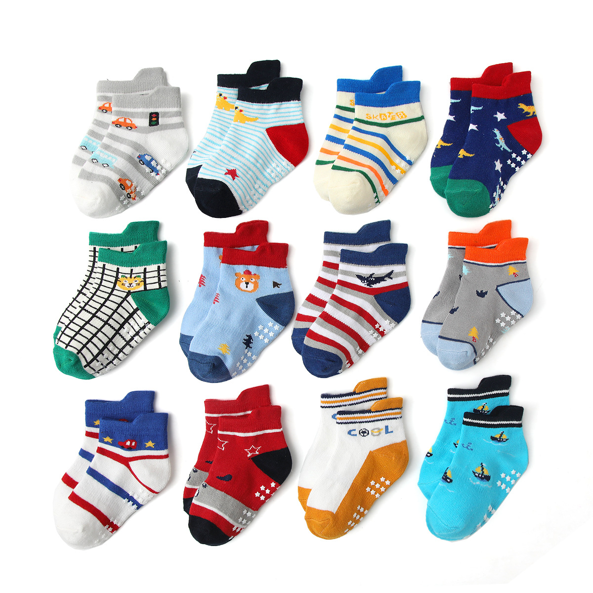 Cute boy baby sock with anti-slip