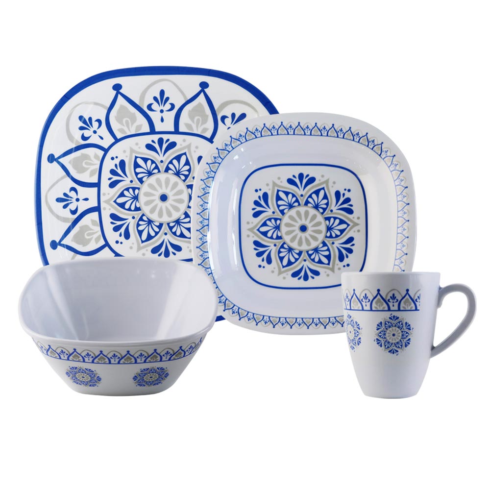 SEBEST Square shape lightweight melamine dinnerware set
