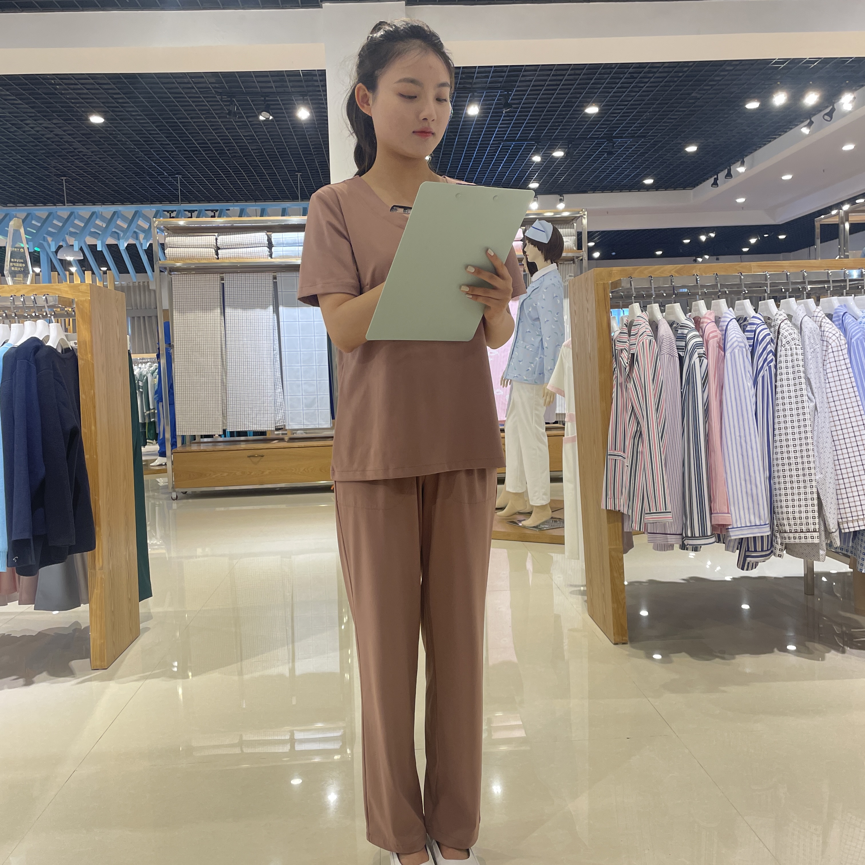 Charming Fashion Hospital Medical Uniform Scrubs Top Jogger Pants