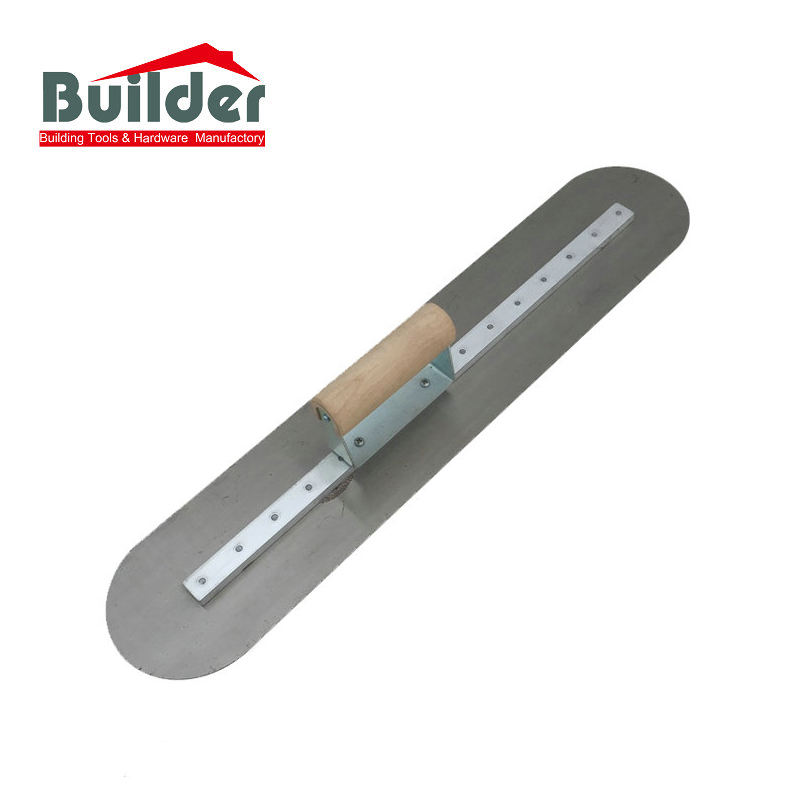 BUILDER Plastering Tools Rounded Stucco Smoothing Wooden Handle Plaster Trowel