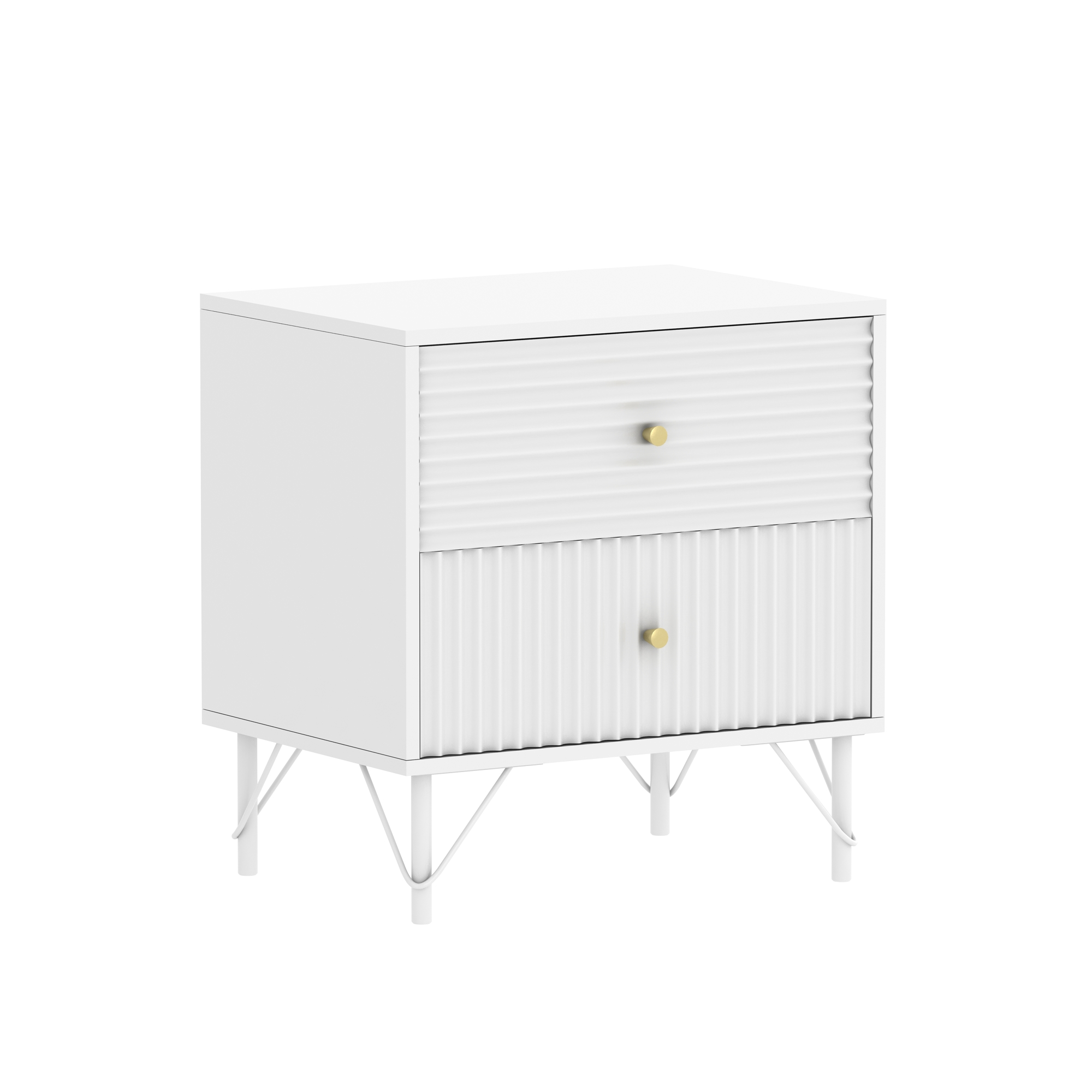 Lisa Wavy Fluted Bedside Table w.2 Drawer