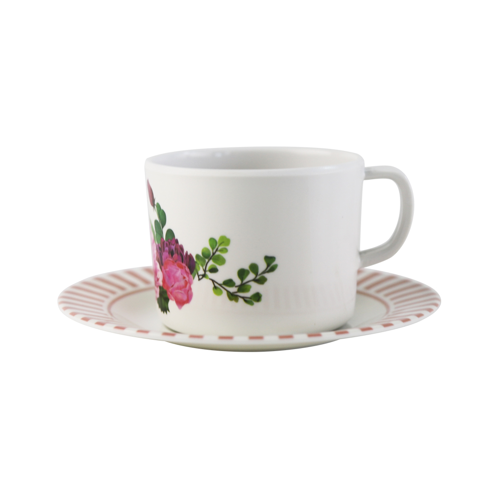 SEBEST melamine tea cups and saucers set Peony pattern