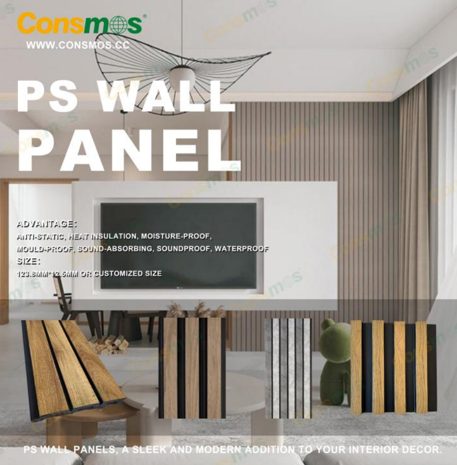 Indoor Decorative Wood Alternative PS Fluted Panel PS Wall Panel
