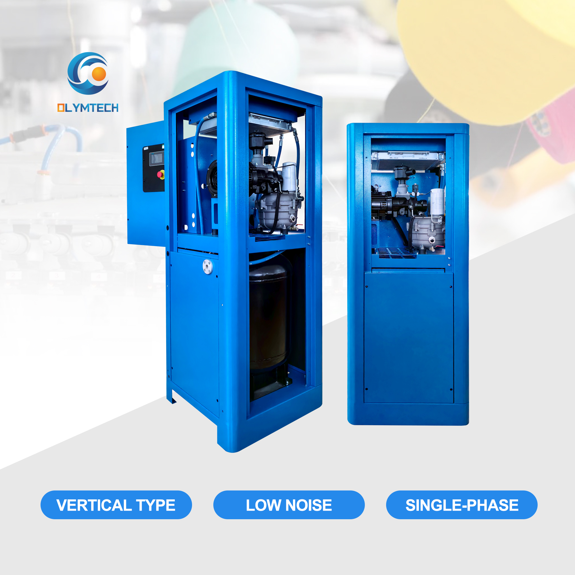 #OLYMTECH# CK2 series vertical type single-phase permanent magnet VSD air compressor