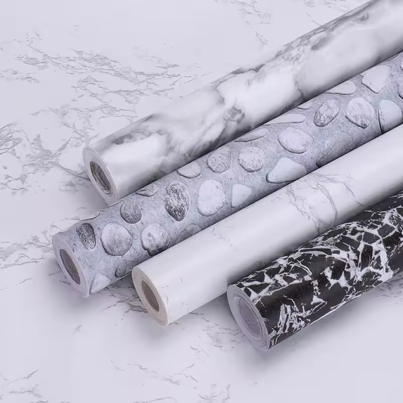 Glossy Marble Paper White Wallpaper Peel and Stick Wallpaper Self Adhesive Removable Wallpaper
