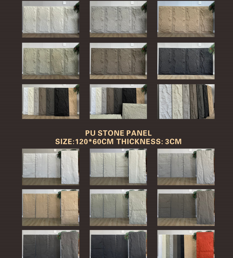 1200*600*30mm UV Coated PU Stone Wall Panel For Interior Wall Decoration