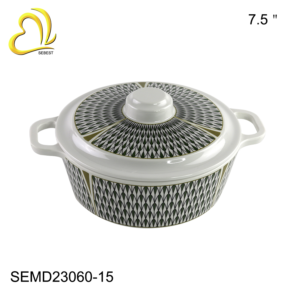 SEBEST melamine serving bowl with lid and handle