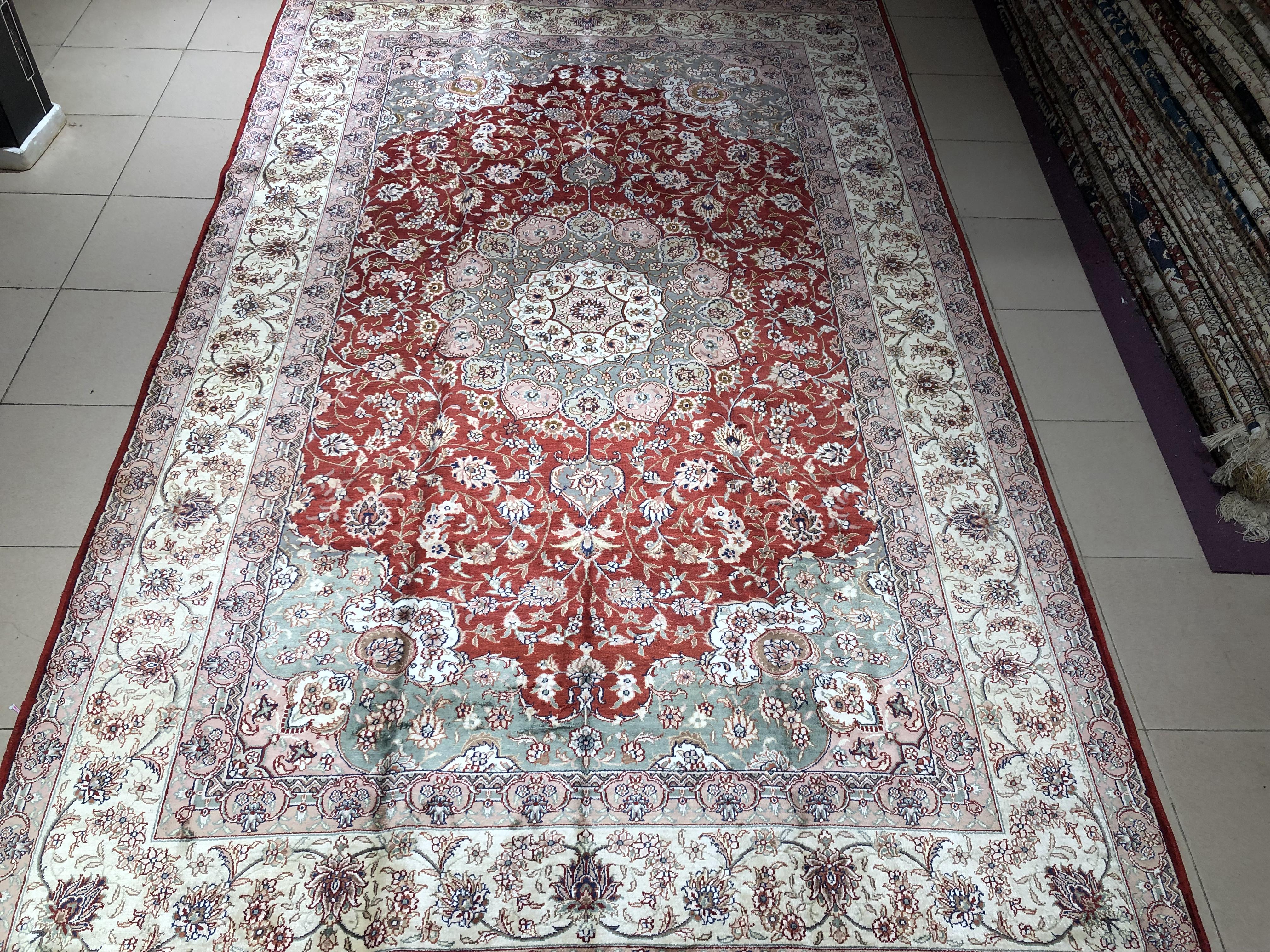 6x9ft red color handmade silk washed persian carpet