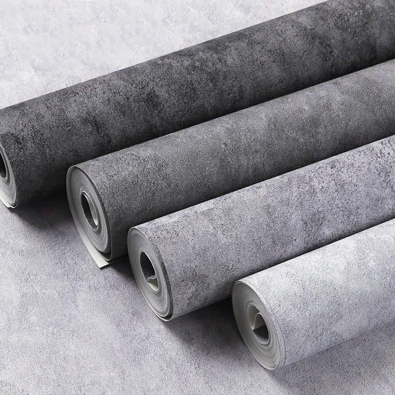 Gray Concrete PVC Vinyl Wallpaper Thick Textured Matte Self-Adhesive Peel Stick Contact Paper