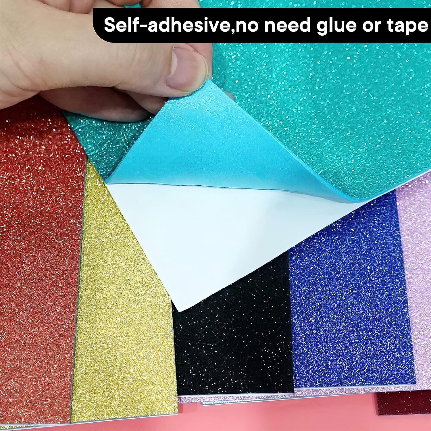 A4 Glitter EVA Foam Sheet Sparkle Glitter Paper Adhesive Glitter Foam Sheets Craft Foami Sheets