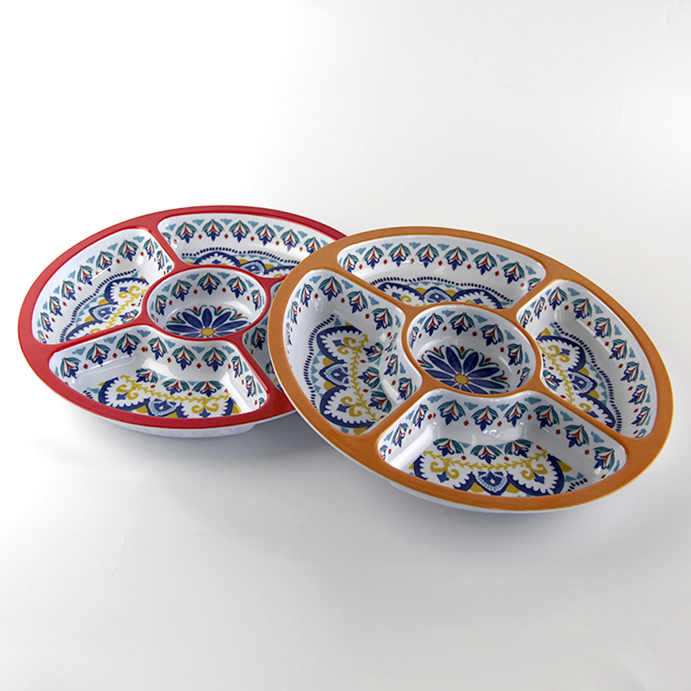 Melamine chip and dip server colorful graphics 12.5 Inch
