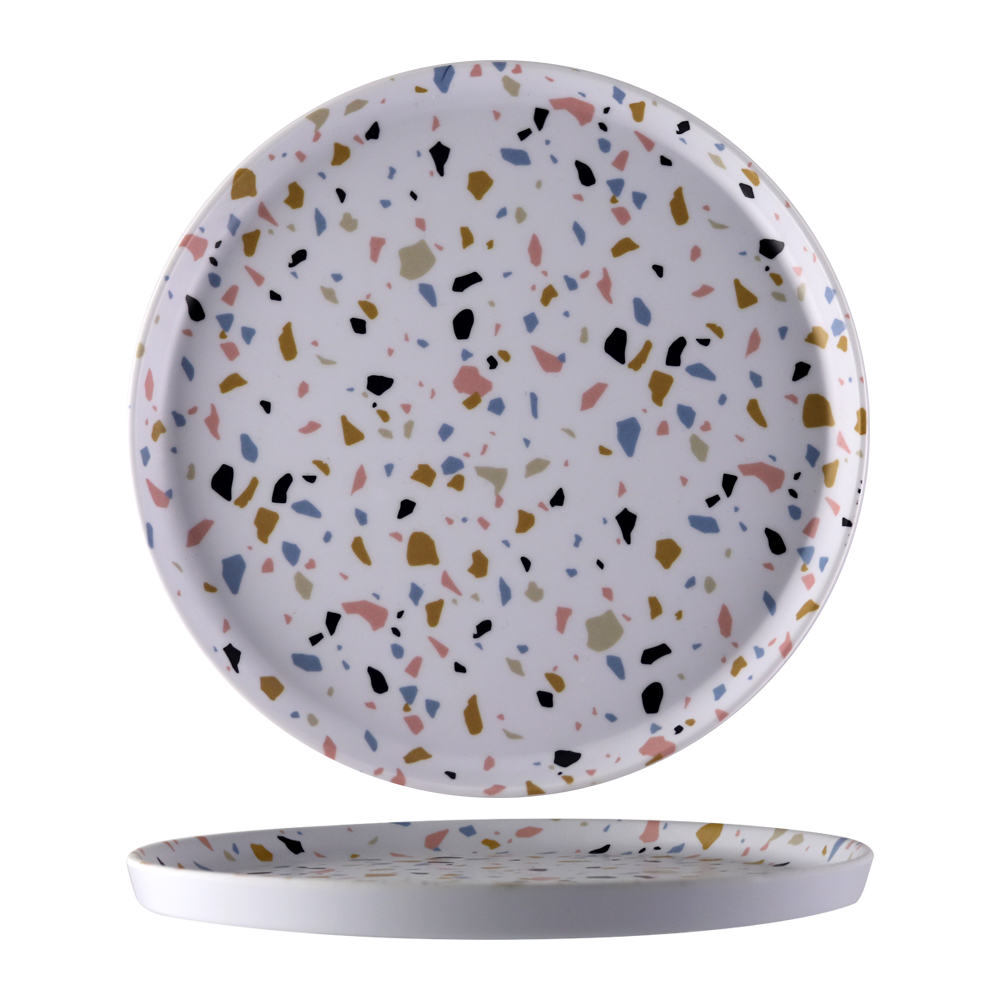 SEBEST Terrazzo Melamine Plates Wholesale White 8/10.5 inch