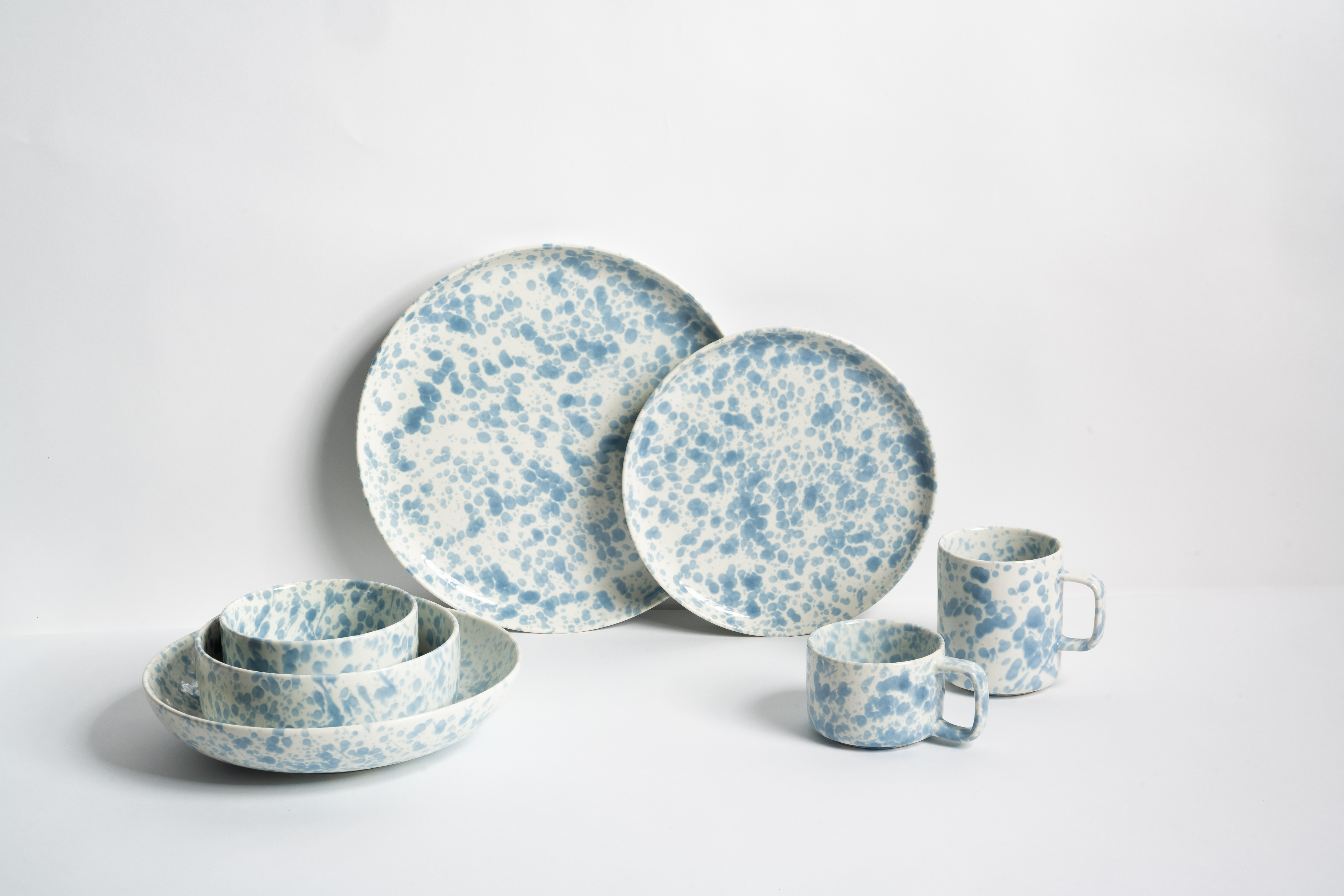 Ceramic tableware set - hand painted splash ink style