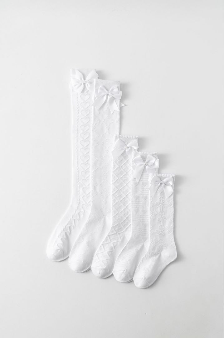 White fashionable girls' long socks