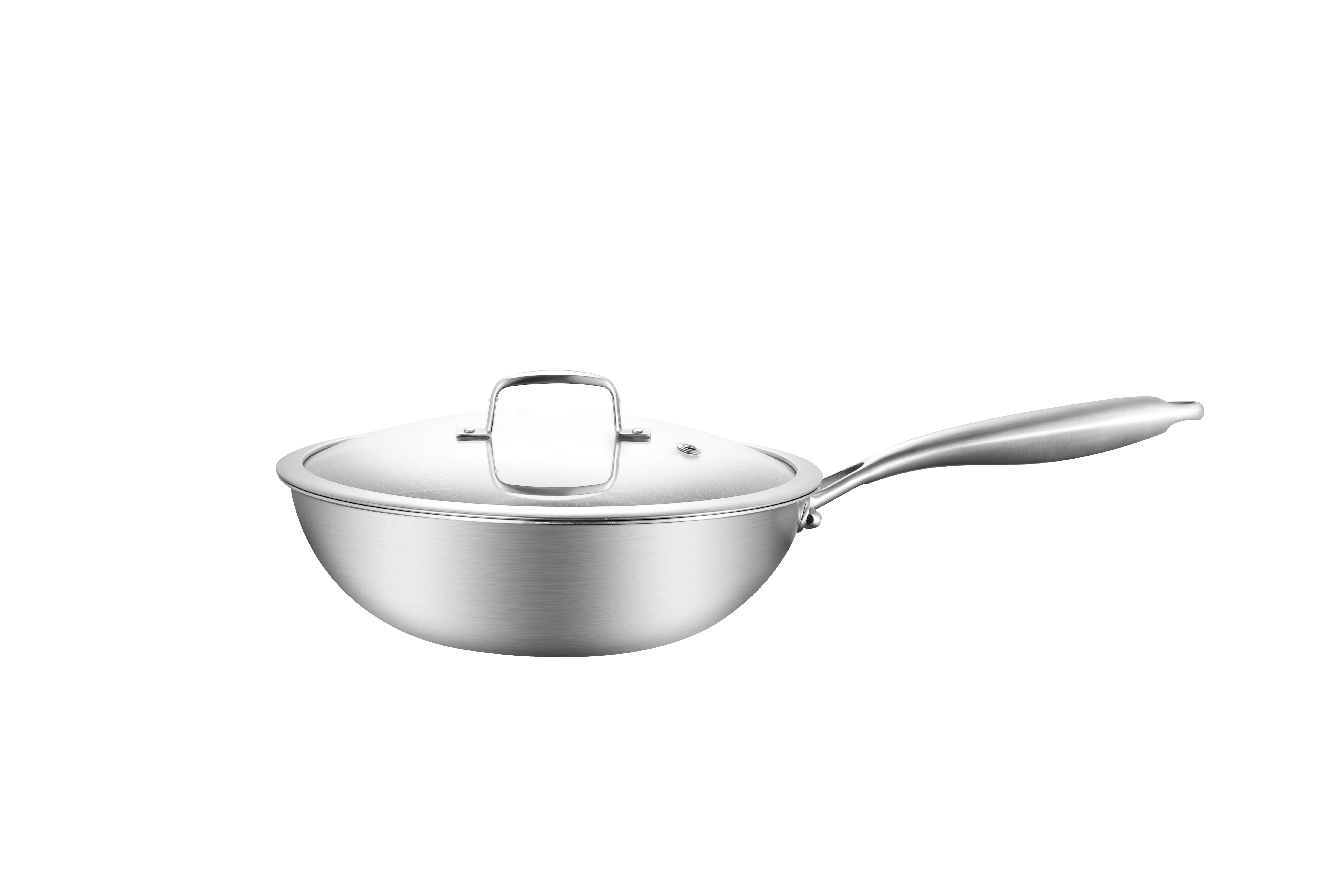 Tri-ply steel non-stick wok wok