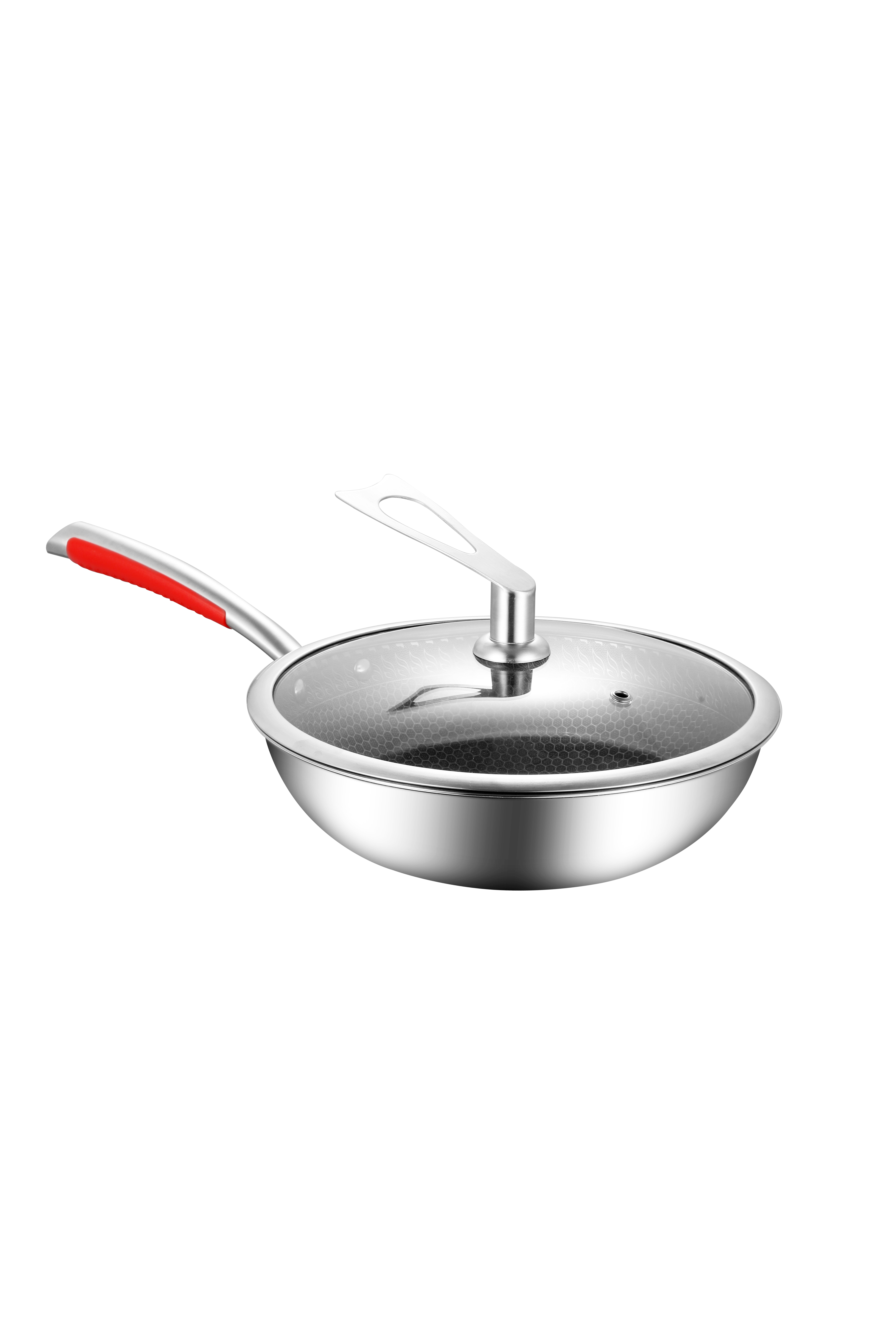 Tri-ply steel non-stick wok wok