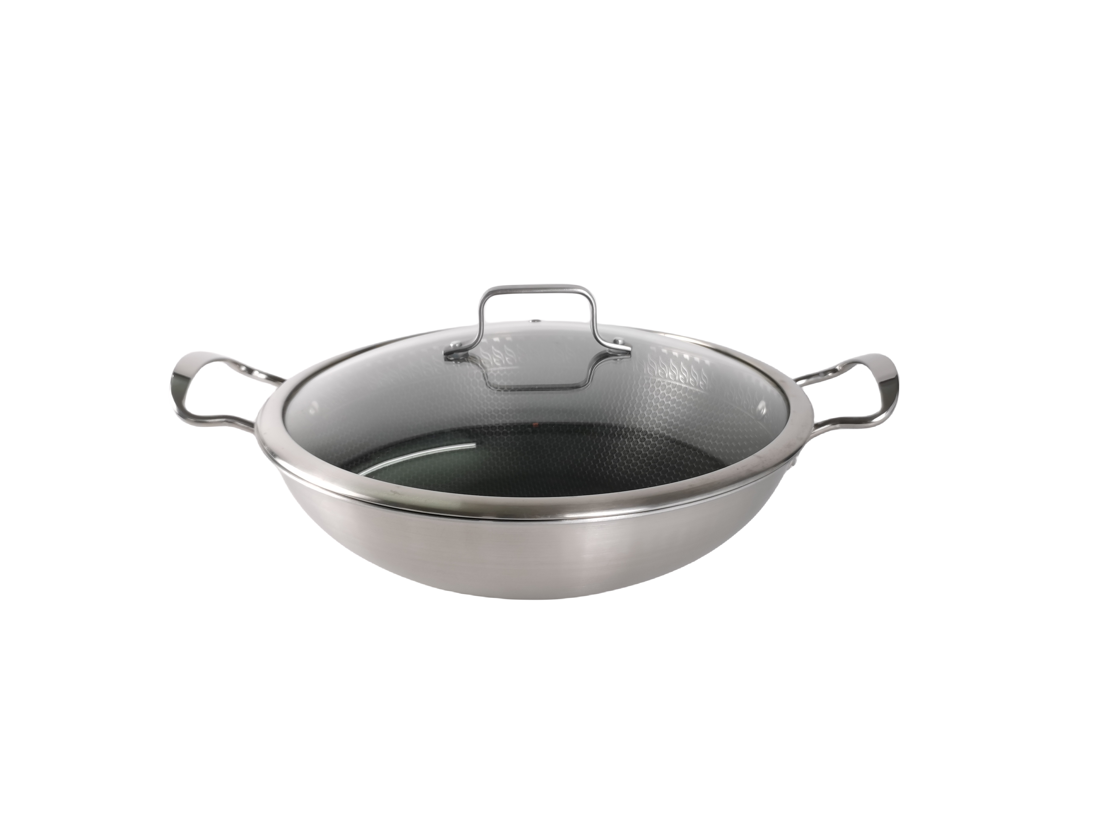 Tri-ply steel non-stick wok wok