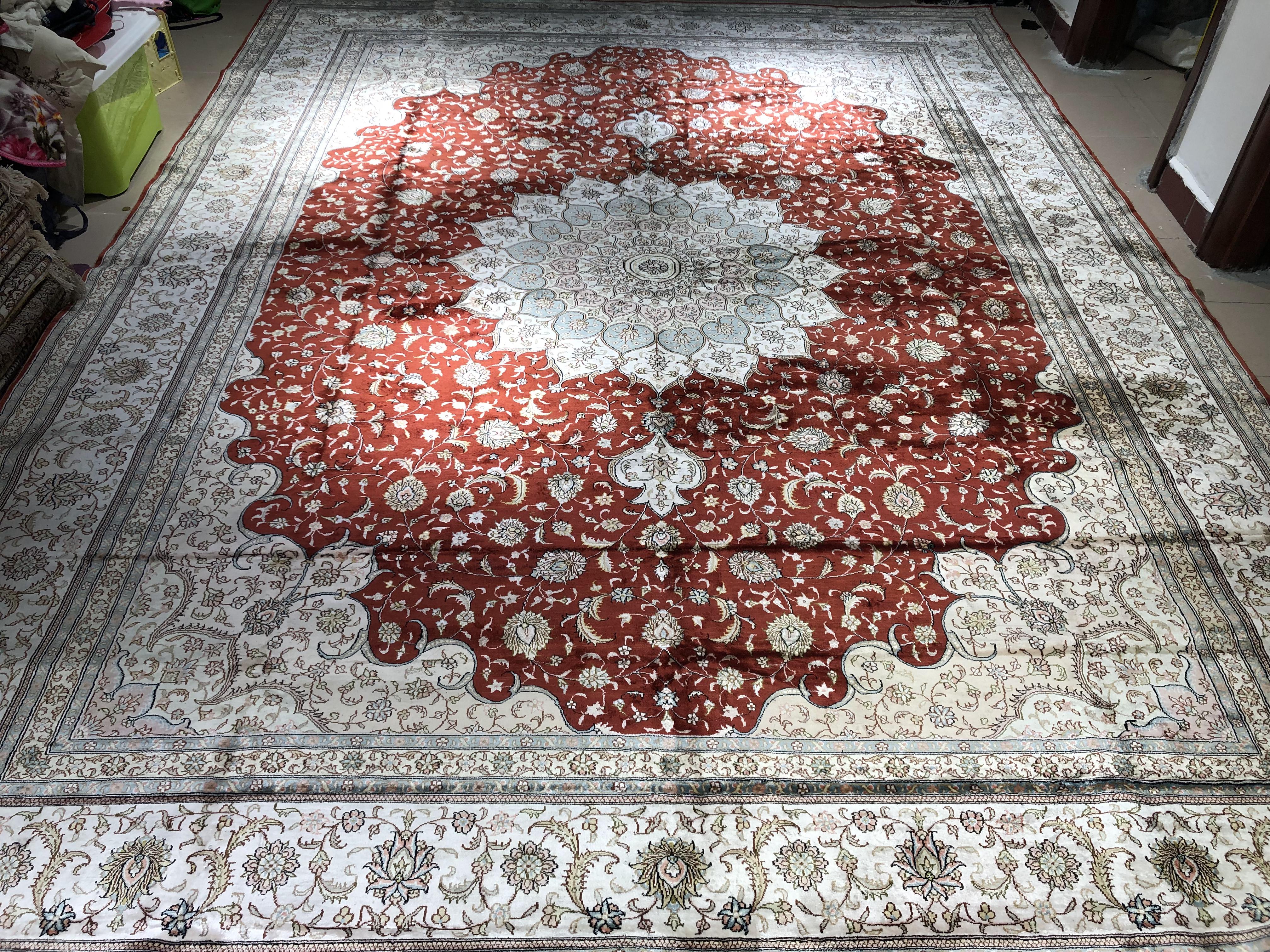 9x12ft handmade silk washed persian carpet for sitting room