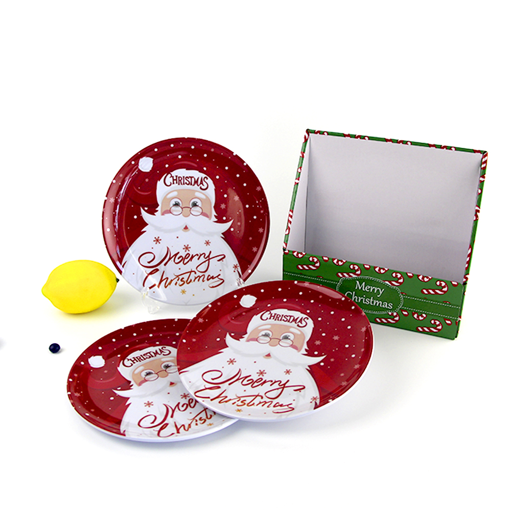 SEBEST Wholesale Custom 8 /10 Inch melamine dinner plates Christmas Santa Claus pattern