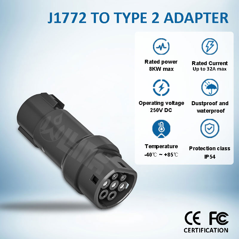Electric Car Adapter EV Charging Connector type1 J1772 To Type2 Adapter