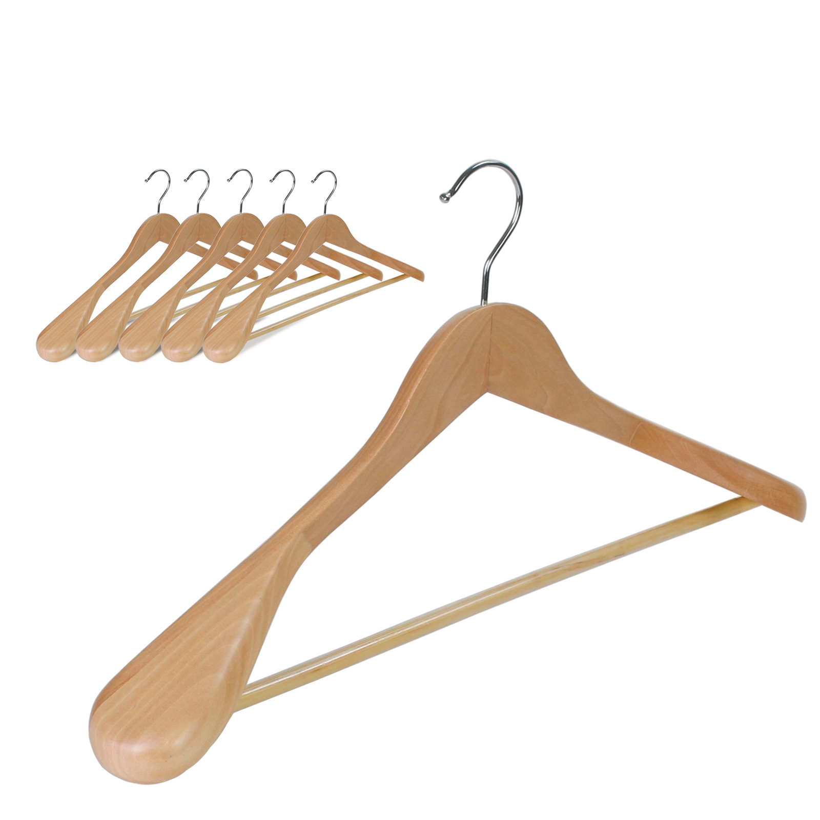 Wide shoulder solid wood clothes hanger