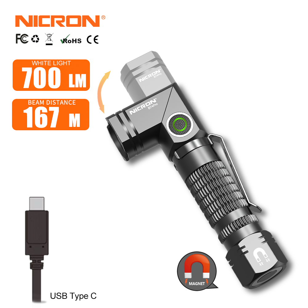 NICRON B74pro Mini rechargeable Twist Flashlight only white light
