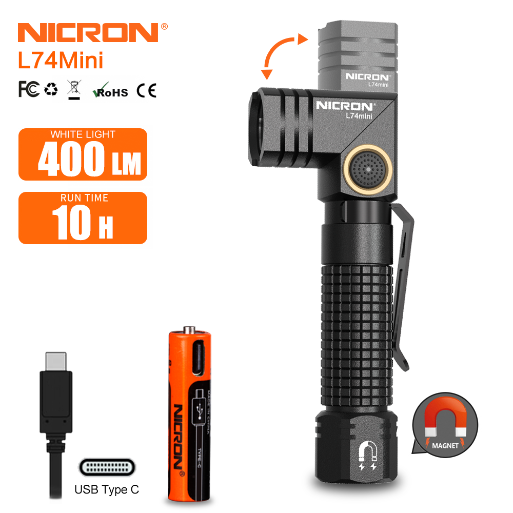 NICRON L74mini EDC Rechargeable Pocket twist Flashlight