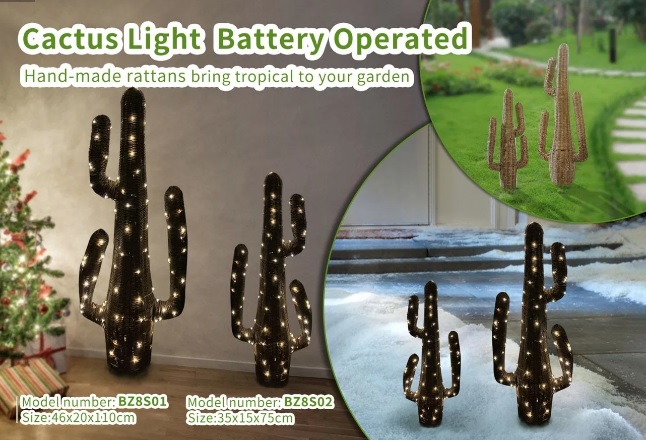 Rattan Cactus Indoor Outdoor Light