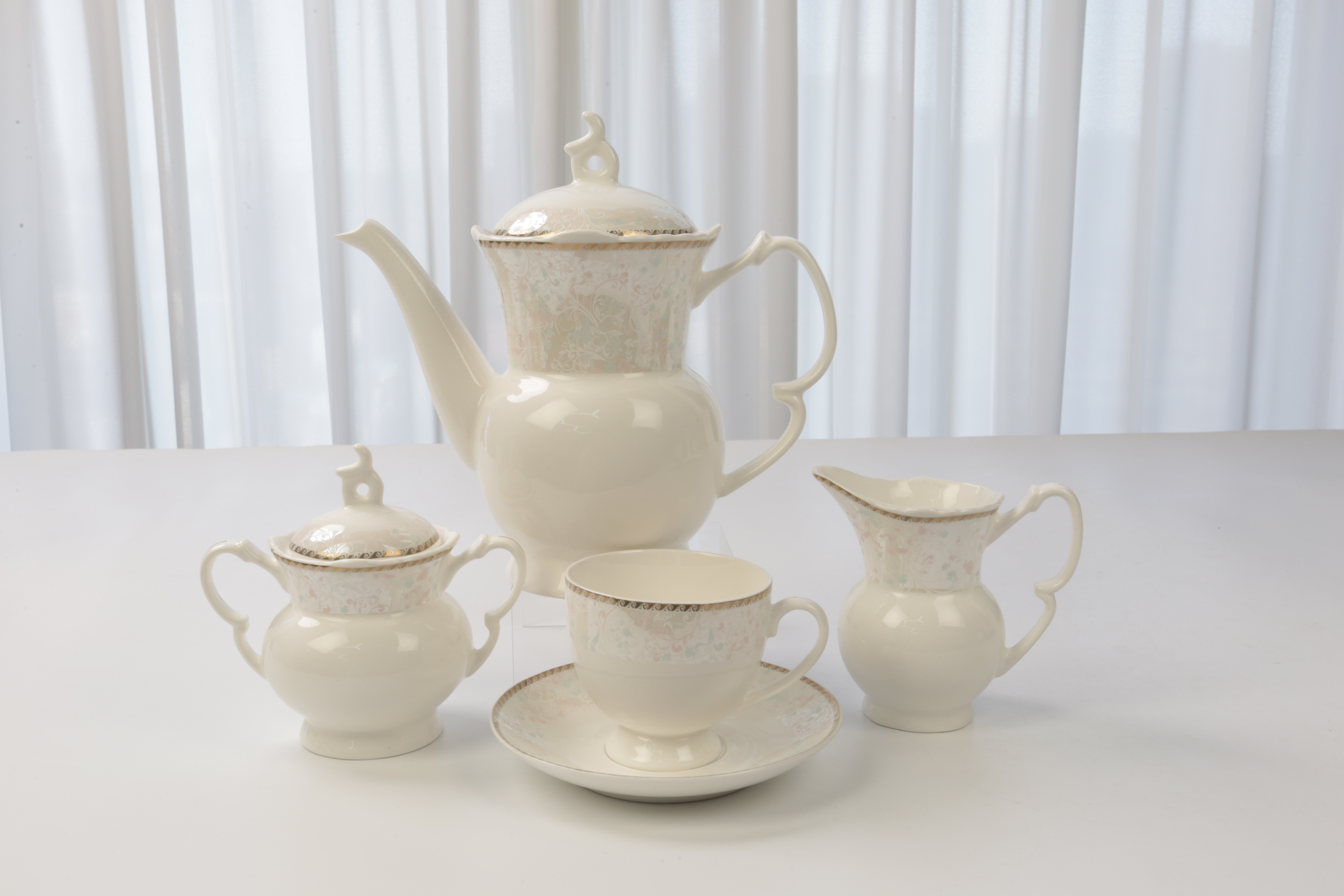 high quality fine bone china tea set with decal