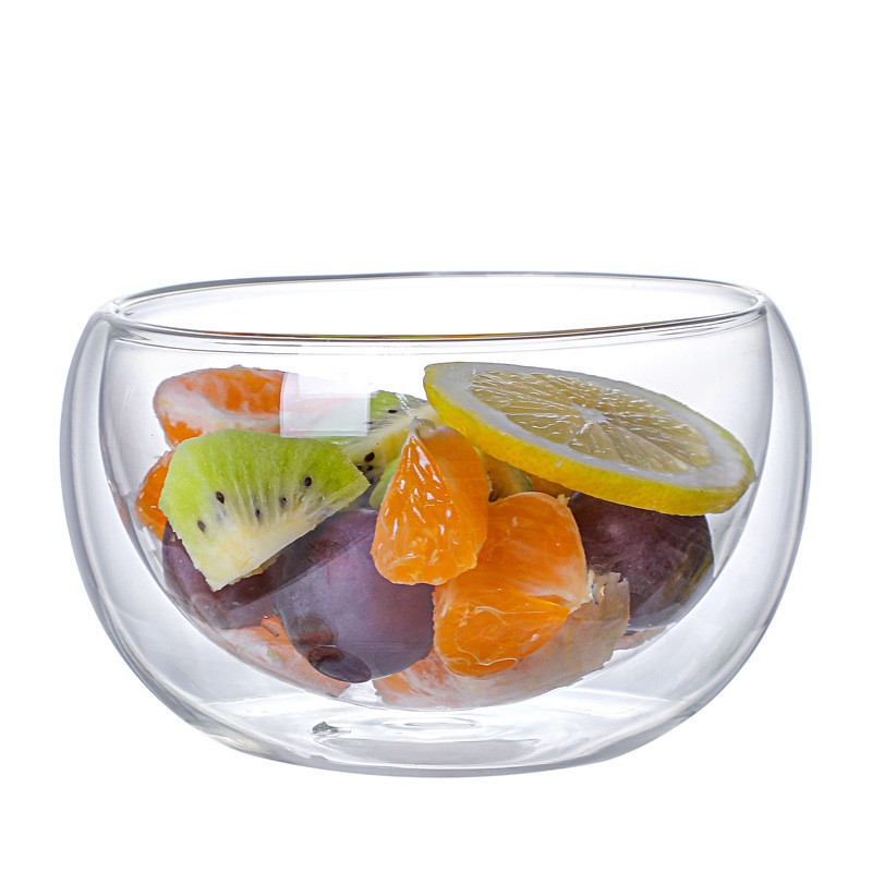 High borosilicate double salad bowl