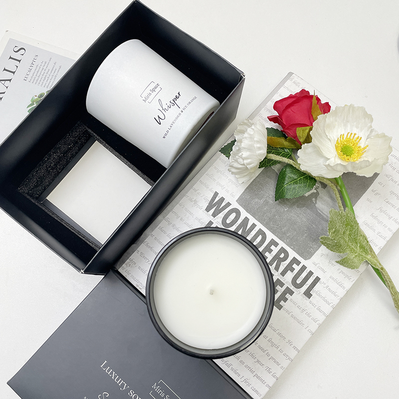 Custom Private Label Luxury Soy Wax Black & White 2pcs Scented Candle Set Gift Box