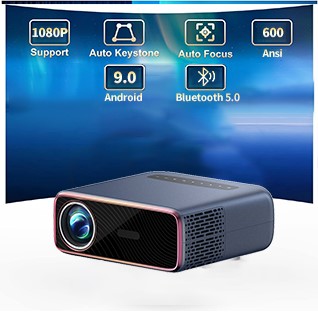 HTP Q5 Full HD 1080P High Brightness Auto Focus Auto Keystone Smart Android Home Theater projector
