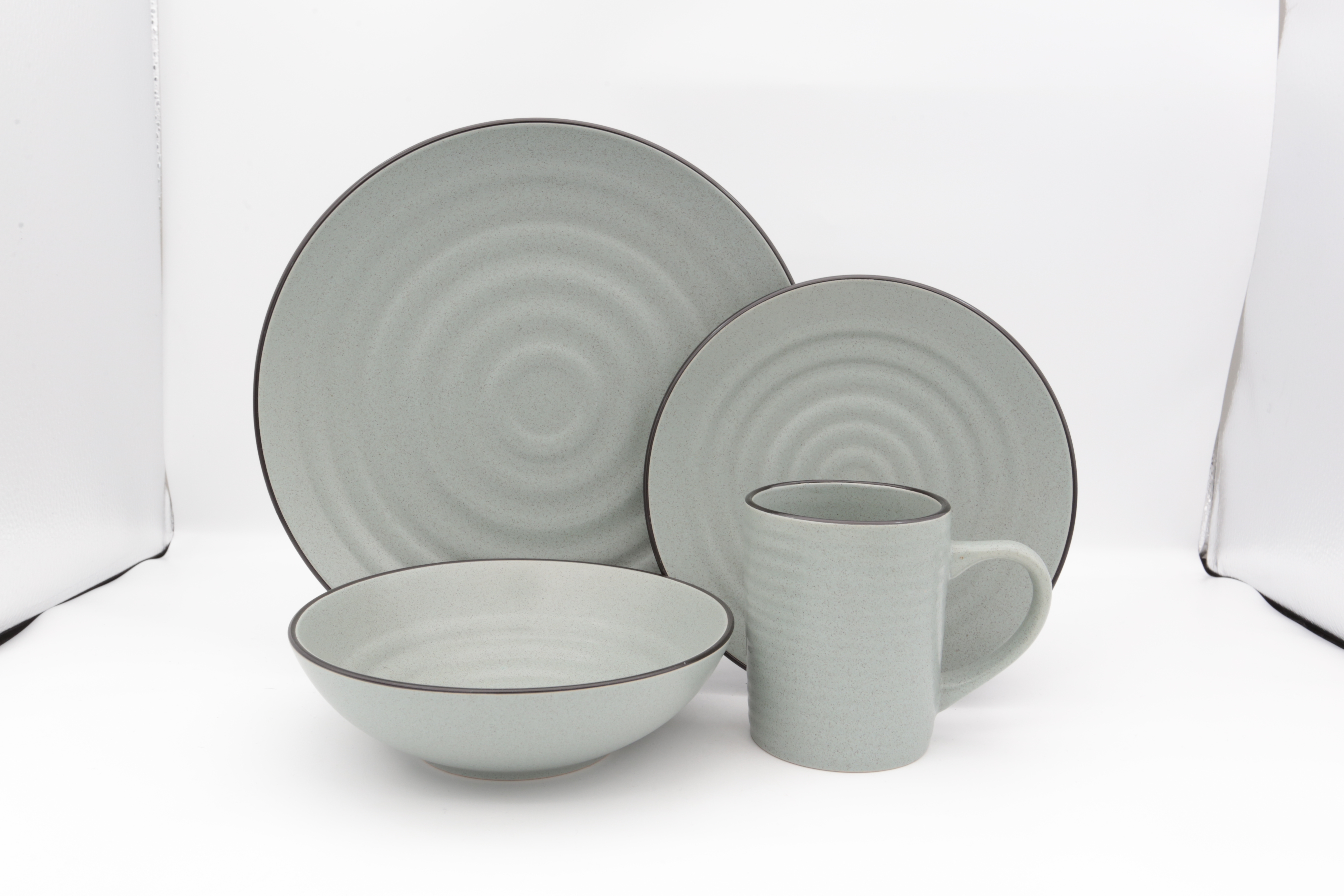 stoneware embossed solid color dinner set
