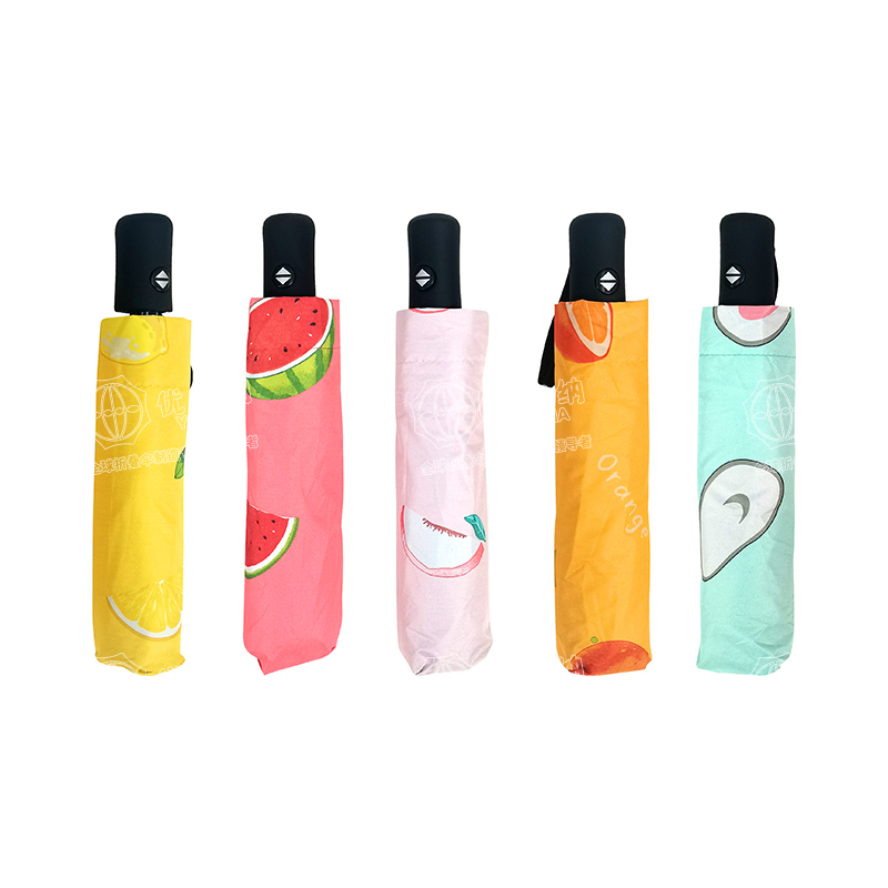09 22"*8K 3fold auto open and close sun protection fruit printed umbrella