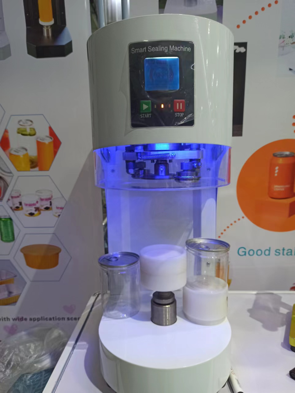 Automatic Sealing Machine for aluminium lid Plastic/Aluminum/Paper Bottle/Can/Bowl（Non rotating)你