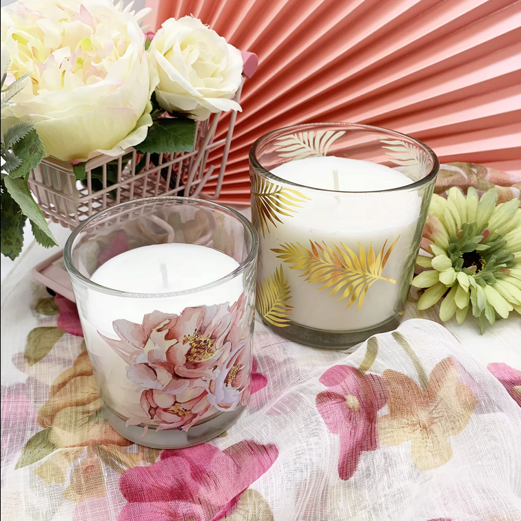 Wholesale Decorative Custom Gold Screen Printing/Decal Paper Glass Candle
