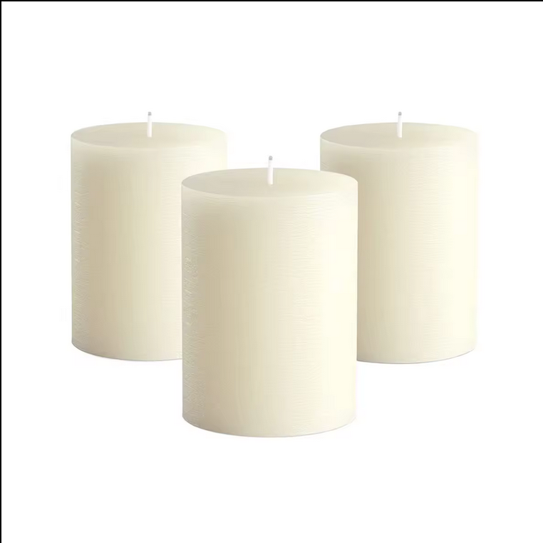 Wholesale Set of 3 Handpoured Unscented Smokeless Cotton Wick Pillar Candles For Weddings Home