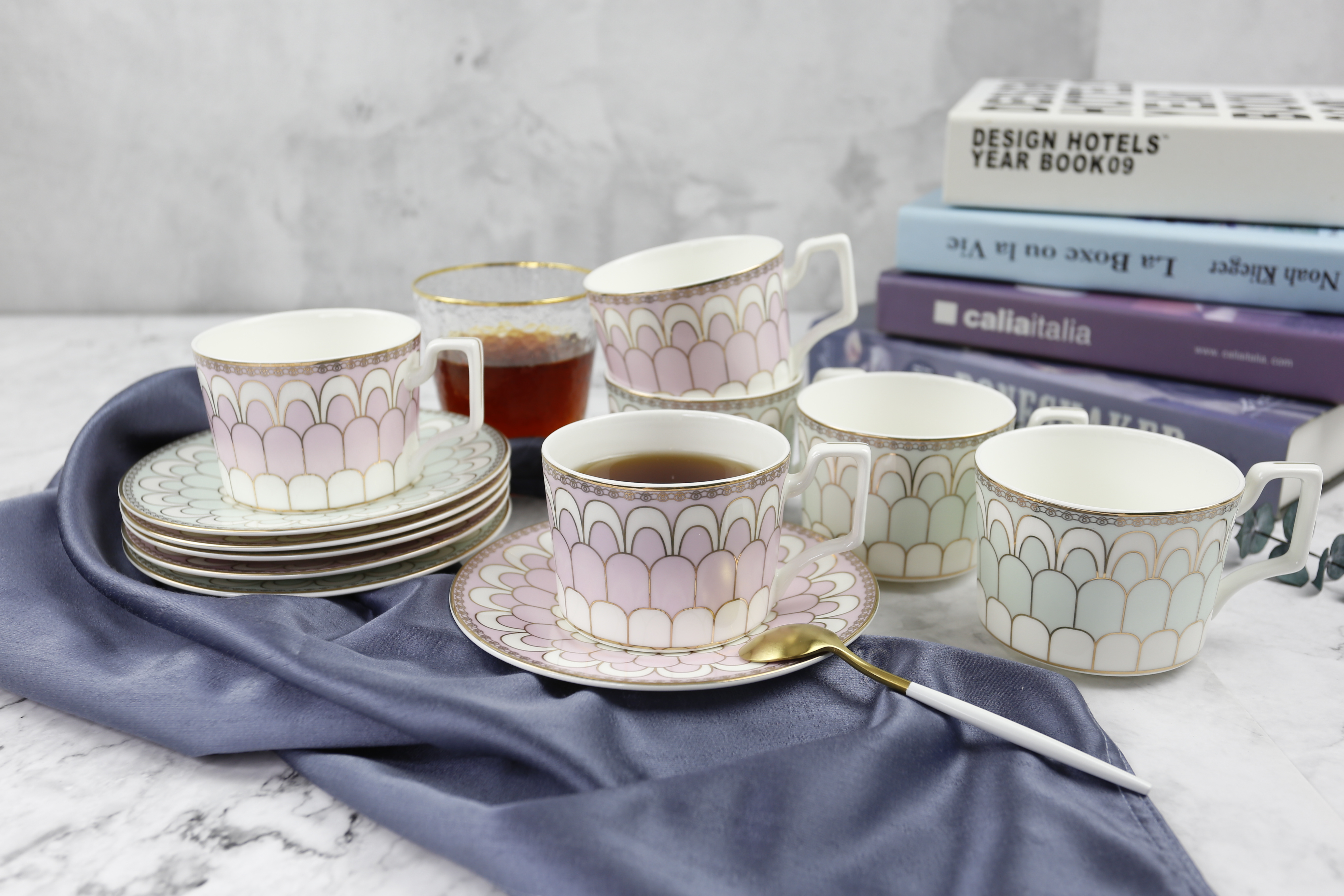 fine bone china cup and saucer with full printing