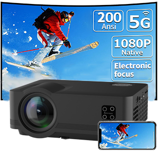 HTP W5 Portable Smart Full HD 1080P Electronic Focus LCD LED Home Theater projector