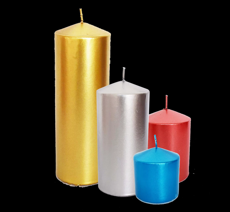 Long-lasting Regular Hand-poured Metallic Golden Color Unscented Pillar Candle For Church Prayer