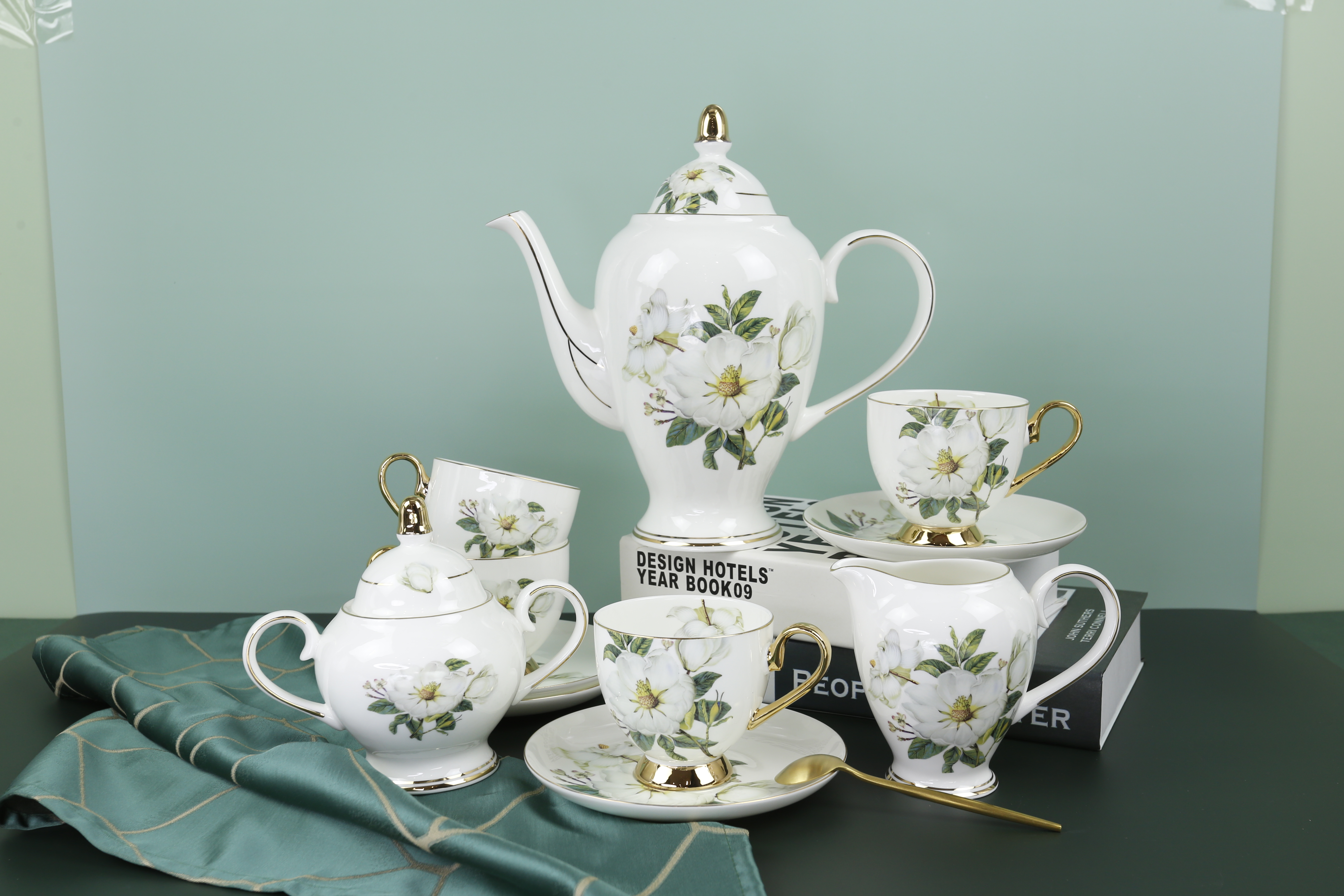 fine bone china tea set with full printinf decal
