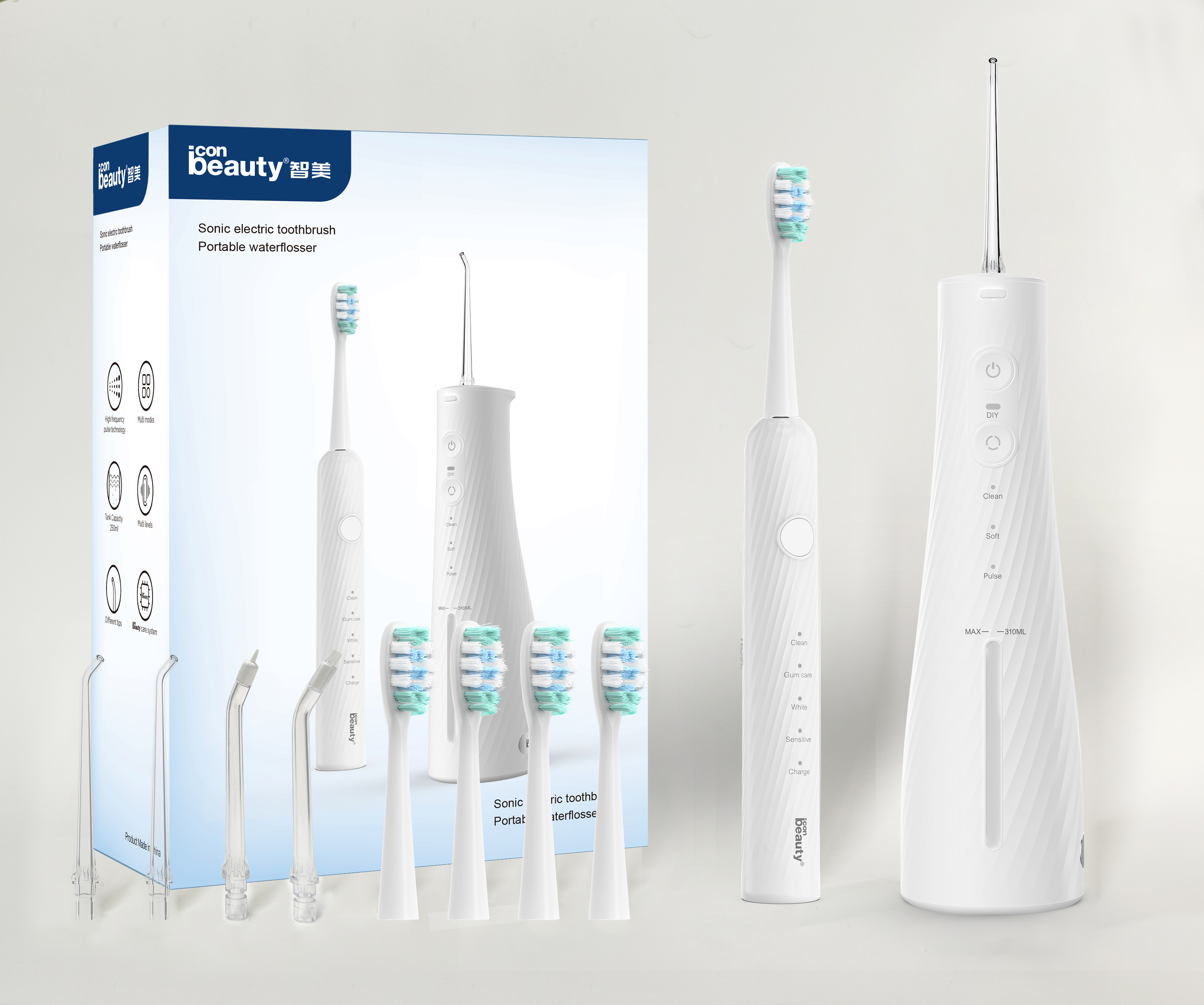 Iconbeauty Portable Water Flosser & Sonic Electric Toothbrush Combo