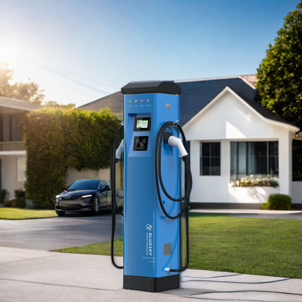 Bluesky 44kw Floor-mounted AC EV Charging Station Two Type2 22kw Electric Car Charging Station