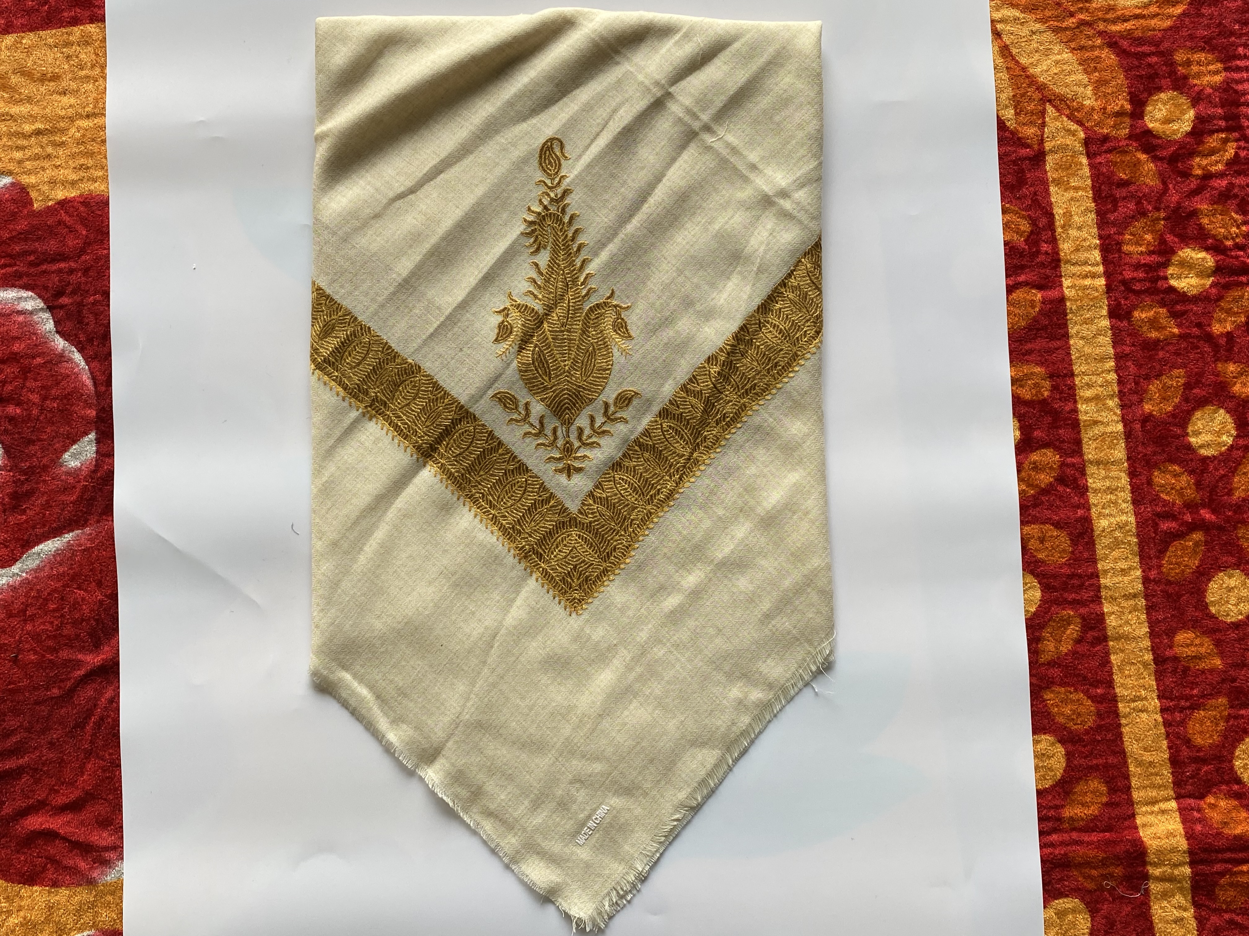 Wool embroidered scarf