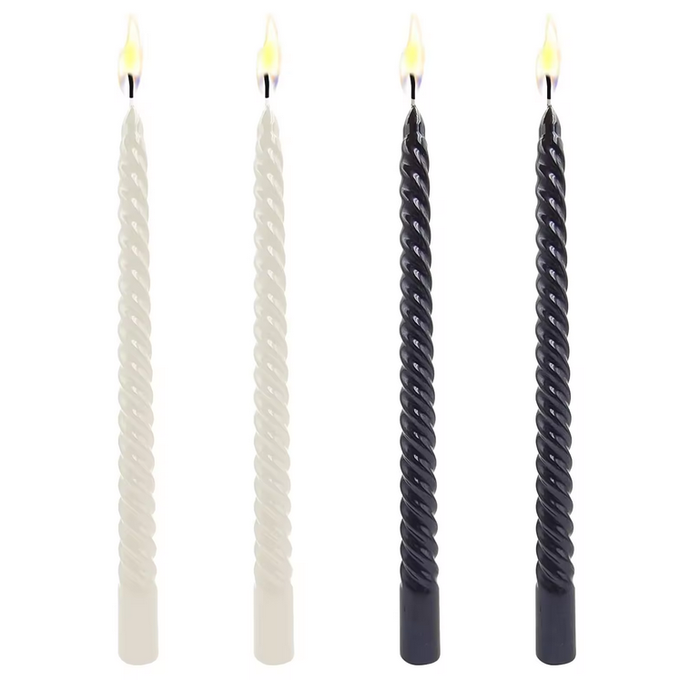 Set of 4 Clean Burning Dinner Wedding Spiral Long Taper Candles For Christmas Party Home Decoration