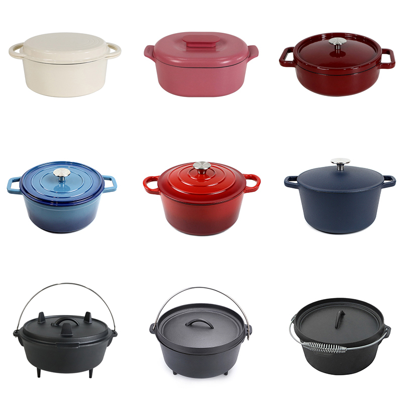High Quality Kitchenware Custom OEM Cassreole Iron Stew Pot Multi Cast Iron Dutch Oven Supplier