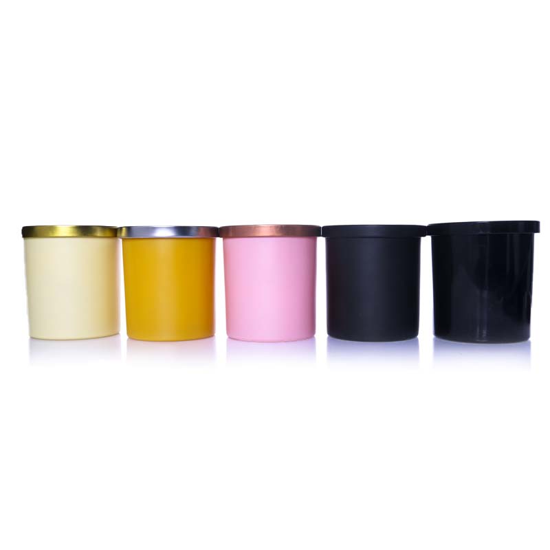 Colorful creative Candle glass DIY simple with cover frosted colored candle glass jar